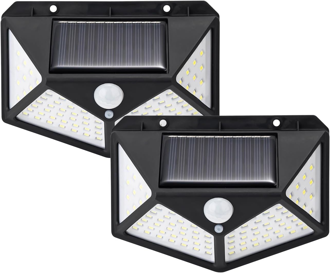 GRIFEMA 2-Pack Solar Security Lights for Outdoor Garden with Motion Sensor, Waterproof Solar Powered Wall Lights with 100 LEDs, 3 Modes, 270° Wide Angle, IP65, 800mAh Battery, GDK203-2