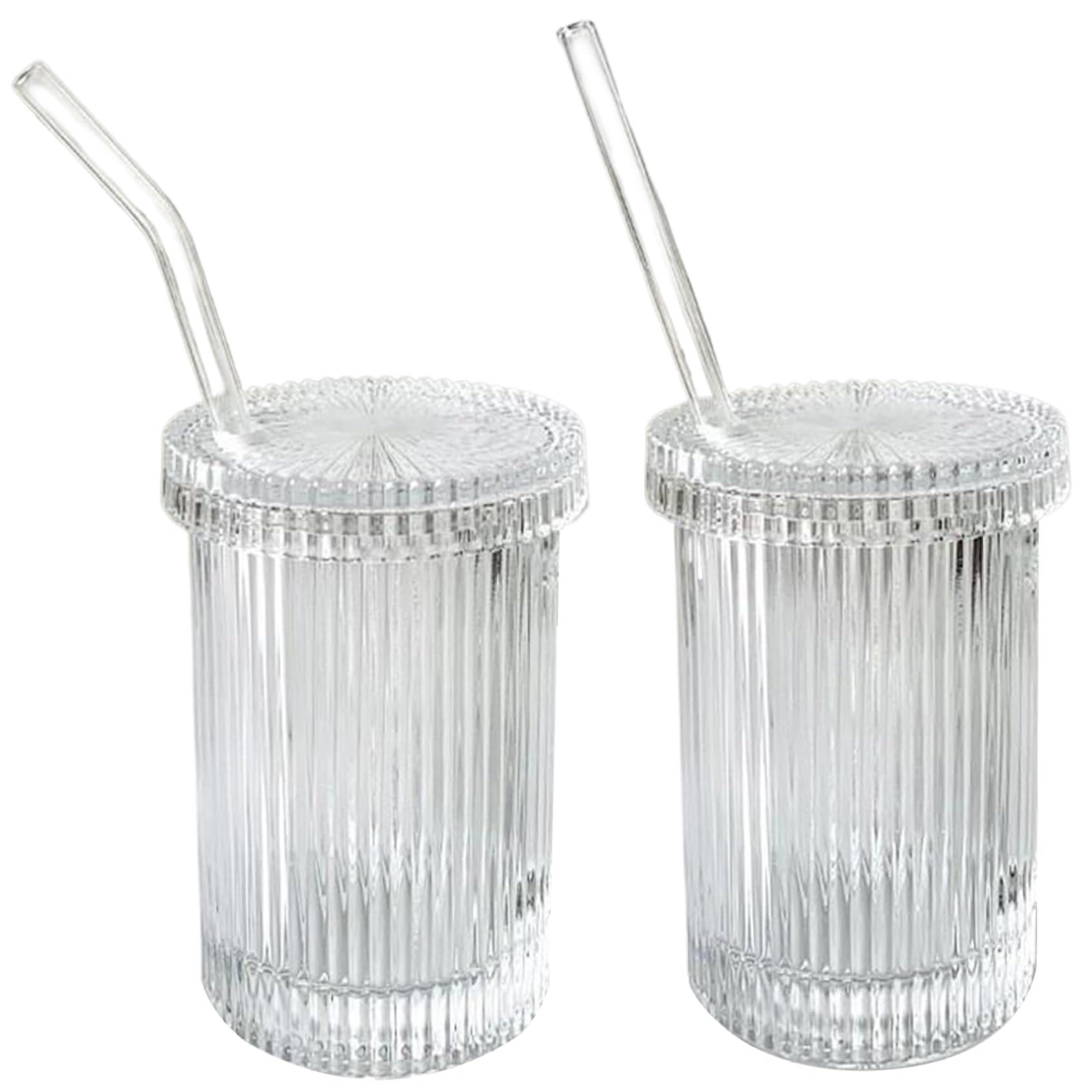 Gobelet en verre avec paille transparent tasses café glacé eau jus