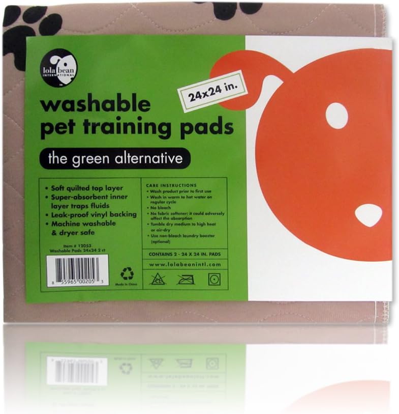 24-Inch by 24-Inch Washable Pet Training Pads, 2-Pack