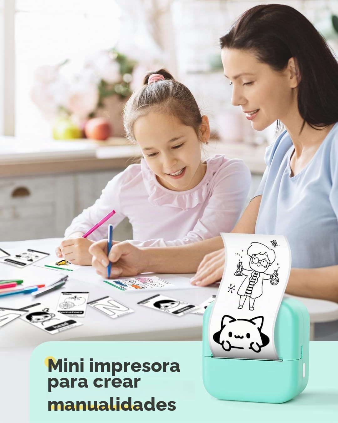 Phomemo Mini Impresora - M02X Impresora de Pegatinas Impresora Fotográfica Portátil Impresora Móvil Sin Bluetooth Impresora Térmica para Bolsillo del Pantalón para Aprendizaje Notas y Fotos Impresora