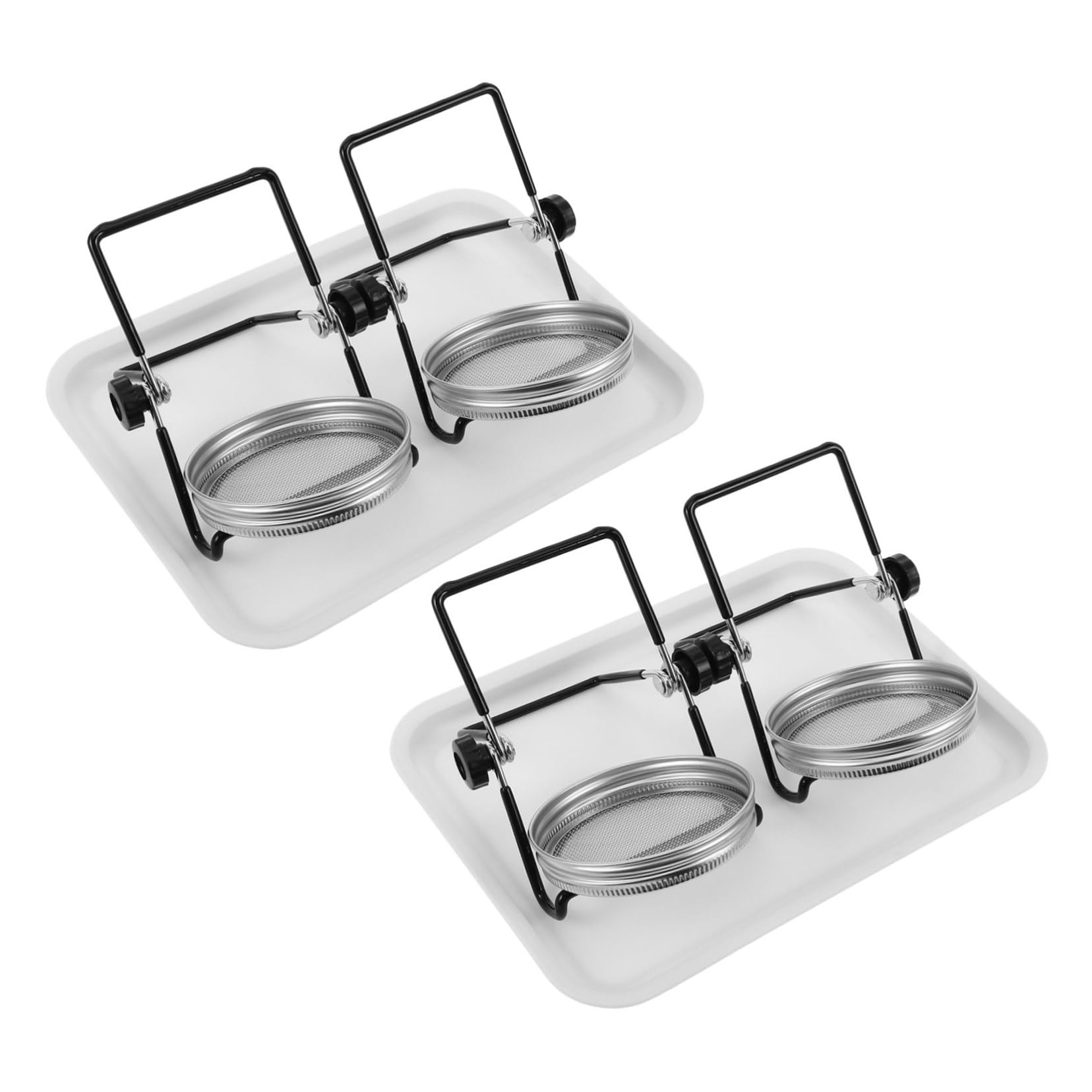 2 Sätze Edelstahl Keimdeckel für Öffnung Mason Jar Komplettes Sprossenglas mit Sprouting Tray und Sieb Messfreie Keimschale für Sonnenblumen Brokkoli Bohnen DIY Sprouting Jar Lid