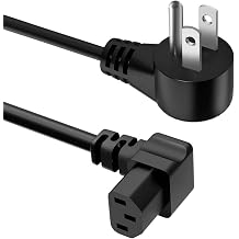 3 Prong AC Power Cord 4FT, 90 Angled Plug Replacement Cable, NEMA 5-15P to C13, Compatible with TV, Desktop, Computer, Radio, Monitor, Printer, HP, Samsung, Dell, Asus, ETL 18AWG 125V 10A- Bend Upward