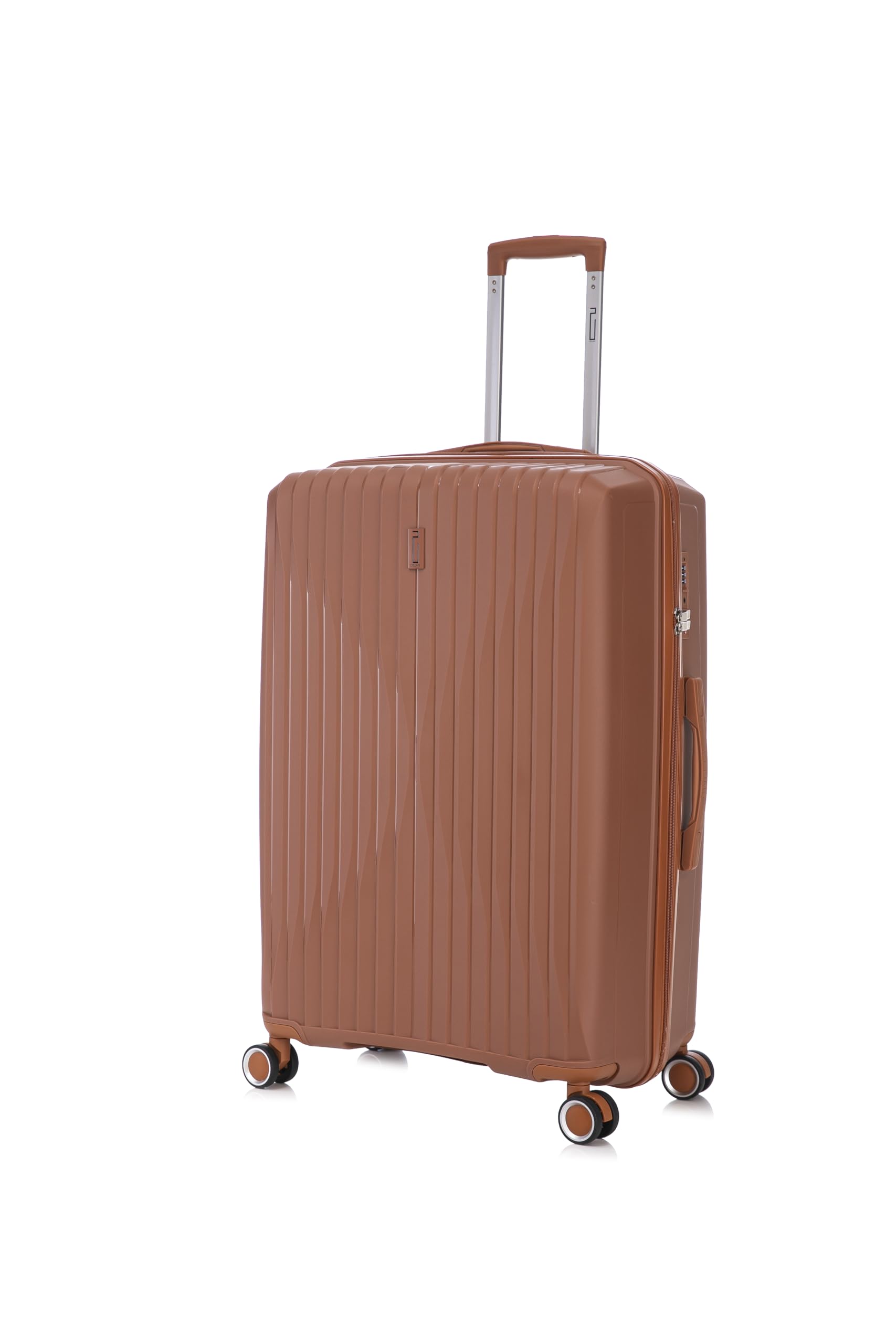 CELIMS - Duża Walizka z Polipropylenu | Model 2025 | Rozmiar 75cm 23kg | Zamek TSA | 8 Kółek 360 | Brązowy