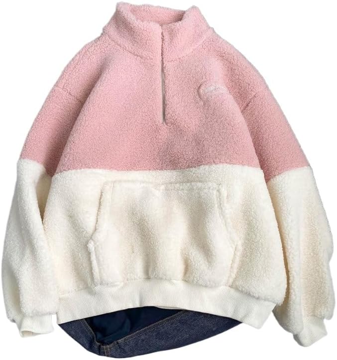 プルオーバー レディース トレーナー トップス 長袖 バイカラー ハーフジップ ラムズウール 立ち襟 ゆったり 柔らかい 暖かい 厚