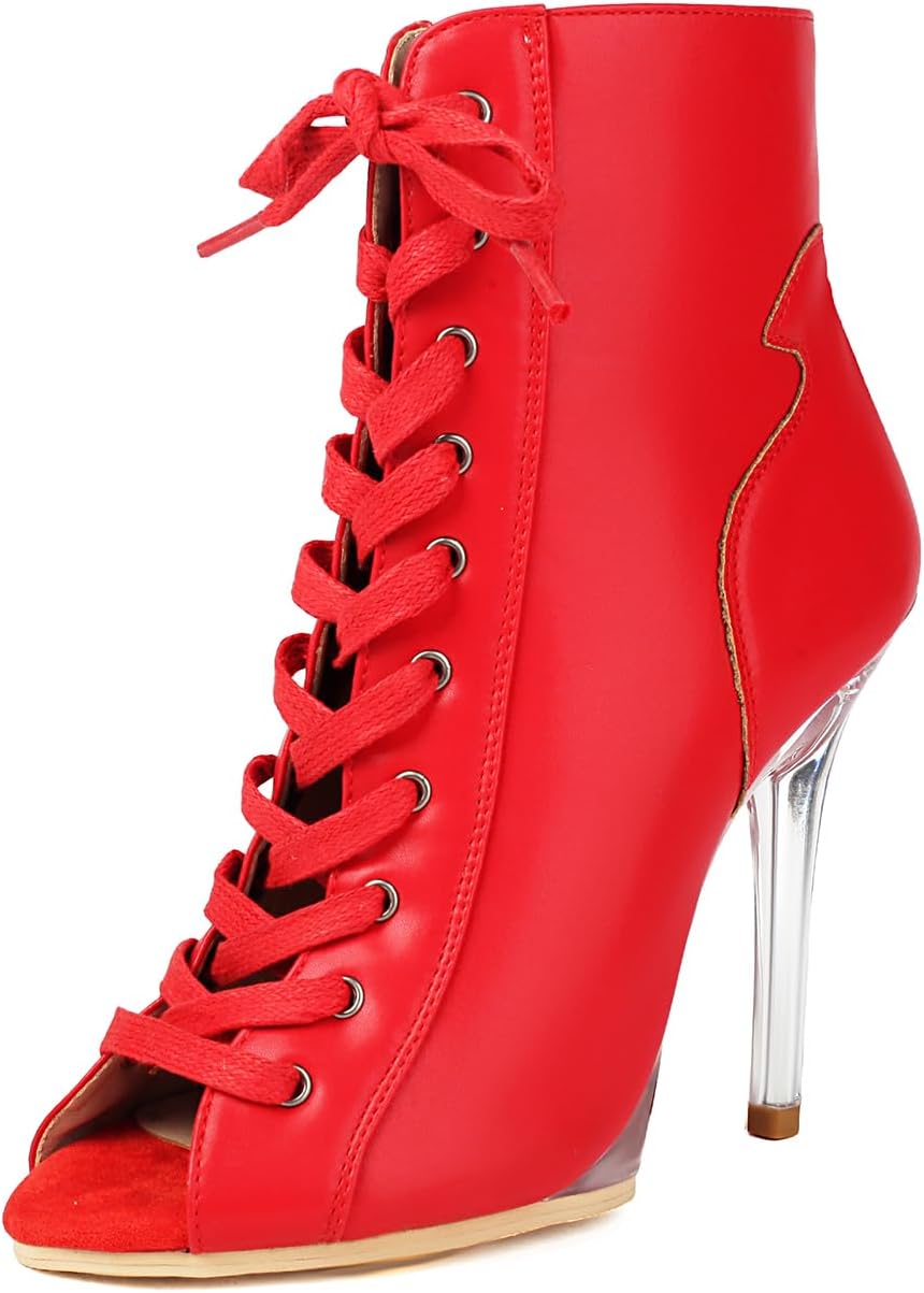 Peep Toe Boots for Women High Heel Dance Shoes Latin Jazz