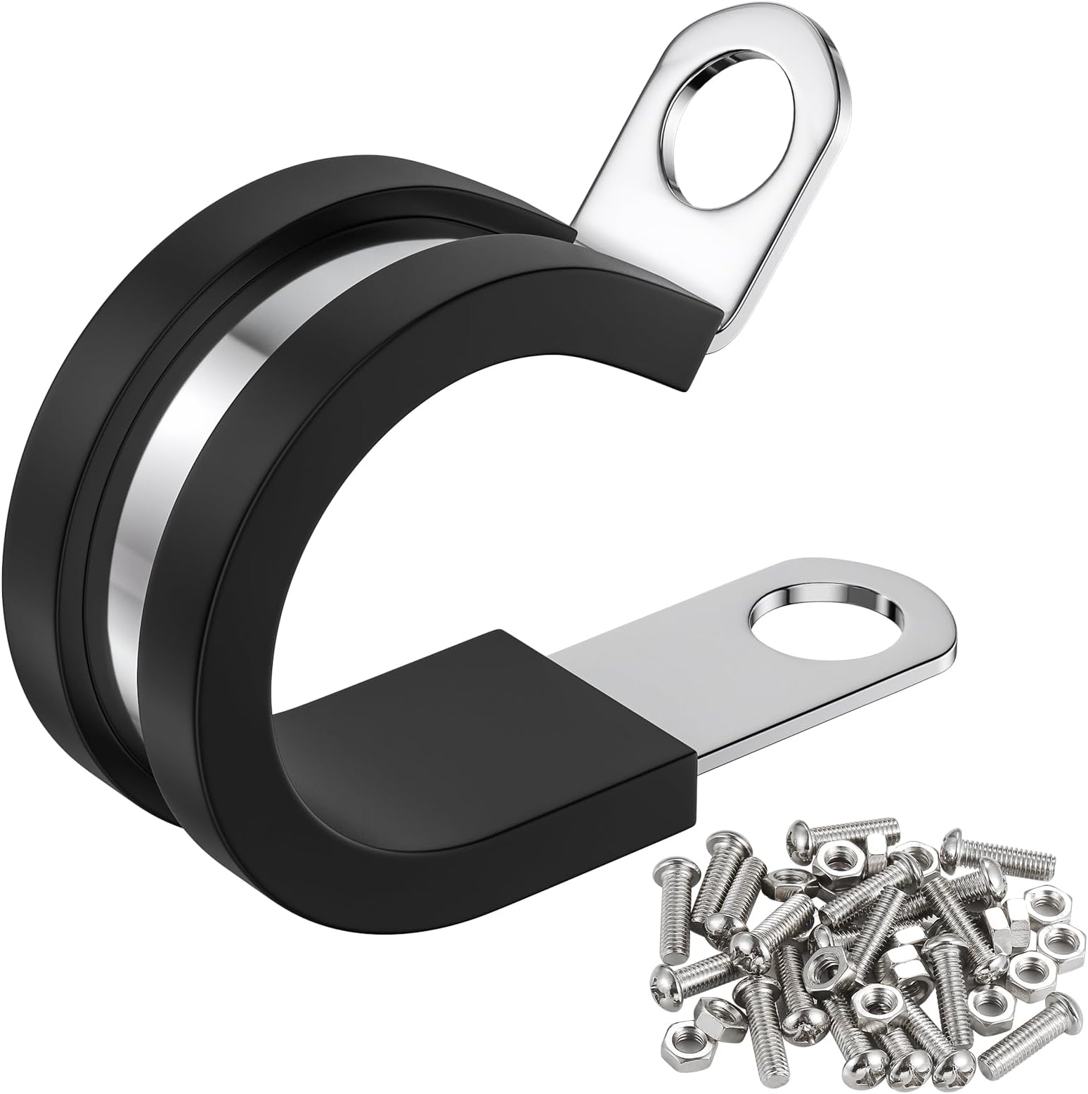(Pack of 20 Sets) 1/2 Inch Cable Clamps with M6 x 20mm Bolts & Nuts, 304 Stainless Steel Cable Clamps, Insulated Clamp, Hose Clamp, Pipe Clamp, Durable Clamp, and Wire Clamp by RTHIEAI