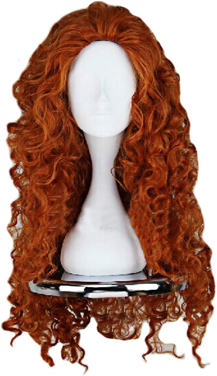 Angelaicos Women's Fluffy Wavy Party Halloween Costume Cosplay Wig Long Brown