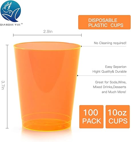 Miniatura 2 de 100 vasos de 10 onzas, vasos desechables de plástico multicolor duro de 10 onzas, tazas de agua para fiestas, tazas de fiesta, vasos de margarita de