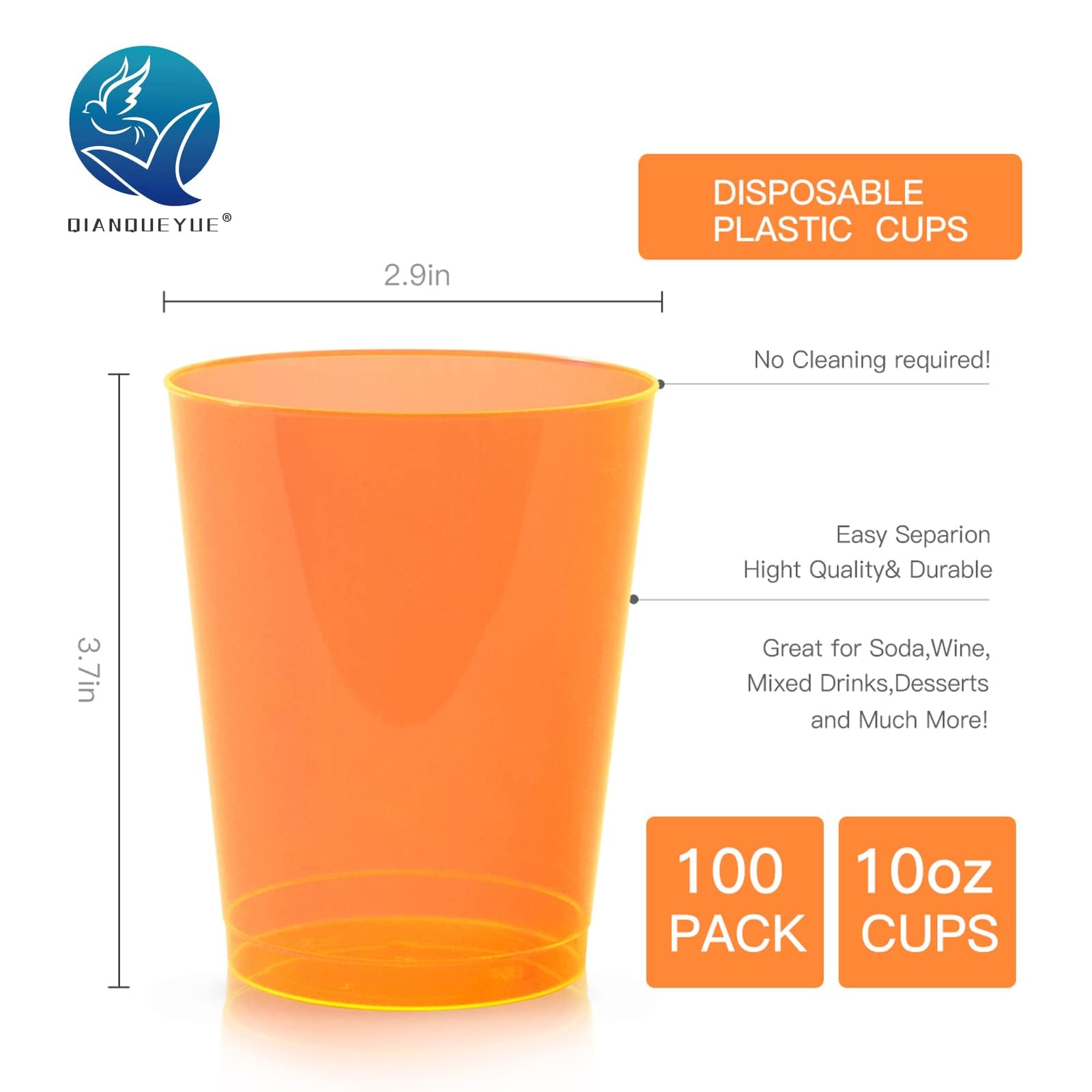 Neon Disposable Cups - 100 10oz Party Tumblers -2