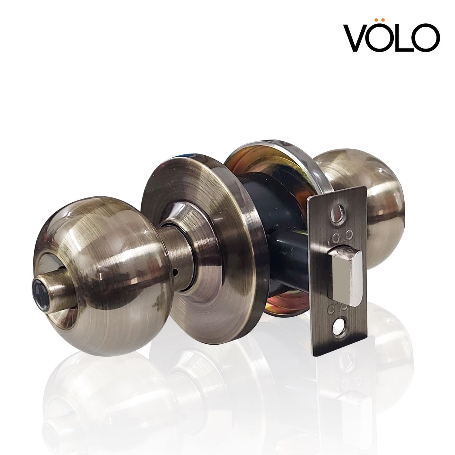 VOLO Antique Finish Tubular Entry Door Knob with Lock - Durable Handle for Bathrooms, Bedrooms, and Home (Waterproof) (Without Keys) — Amazon image 8