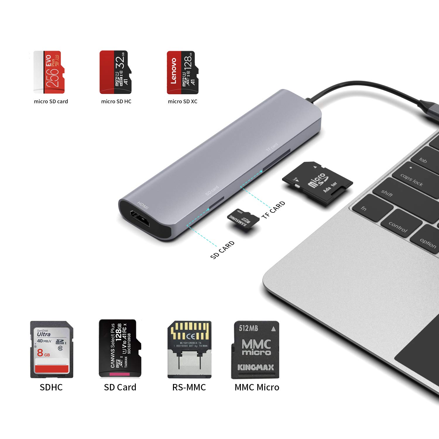 HUB C USB 9 w 1 z HDMI 4K, PD 100 W, USB C, USB 3.0, Ethernet RJ45, czytnik kart SD/TF, stacja dokująca, kompatybilny z MacBook Pro/MacBook Air, XPS, Chromebook i innymi urządzeniami
