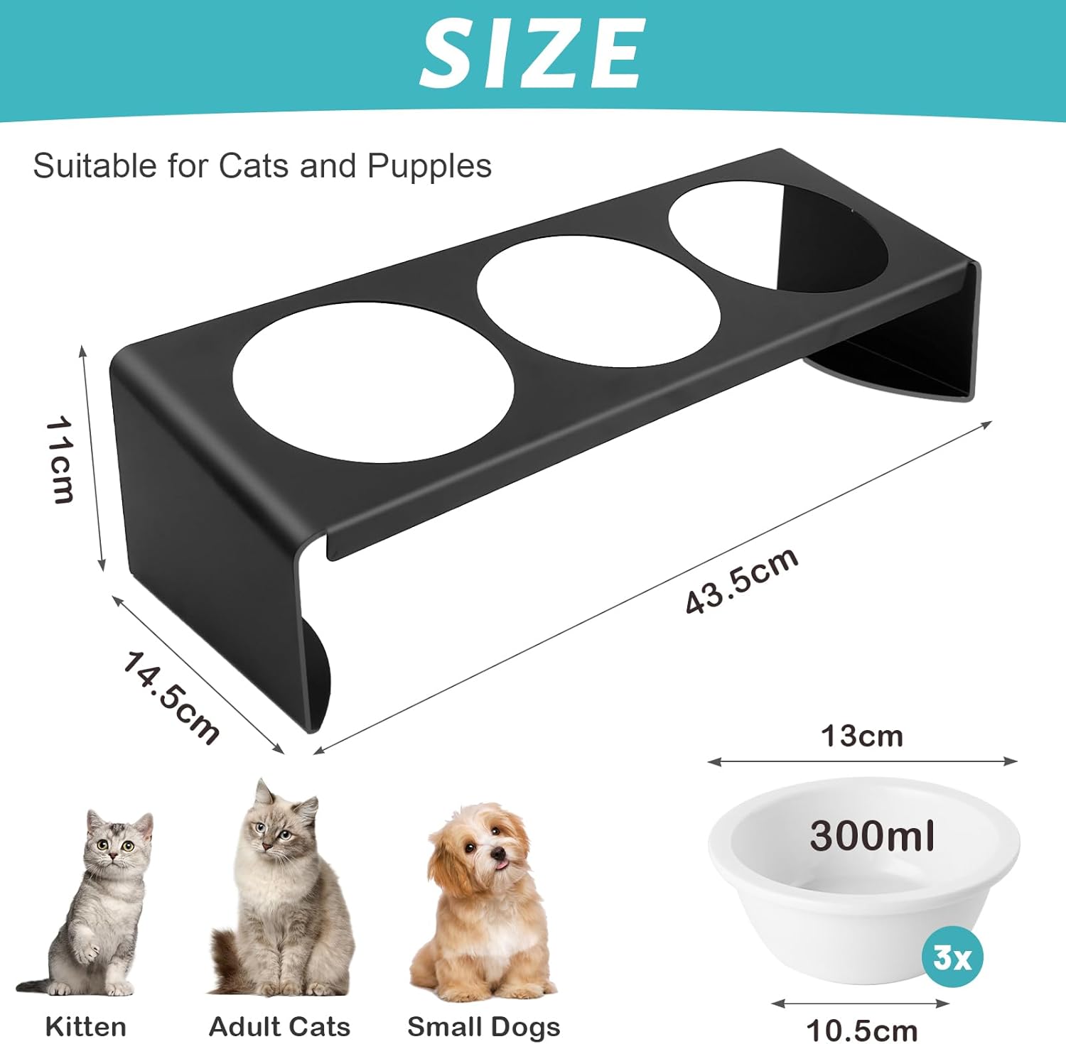 Vmglgig Ceramic Cat Food Bowls, 3PCS Cat Bowl With 15° Tilted Metal Stand,Raised Cat Bowls for Food and Water, Cat Feeding Station for Cats and Puppy 3 61battGIVmL. AC SL1500