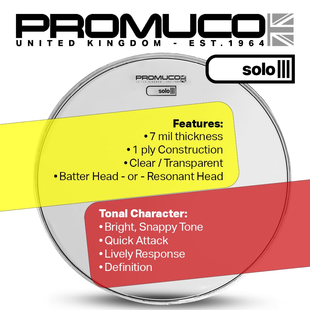 Solo Peau de tambour transparente 30,5 cm – Couche simple de 7 mm pour un son clair et vif
