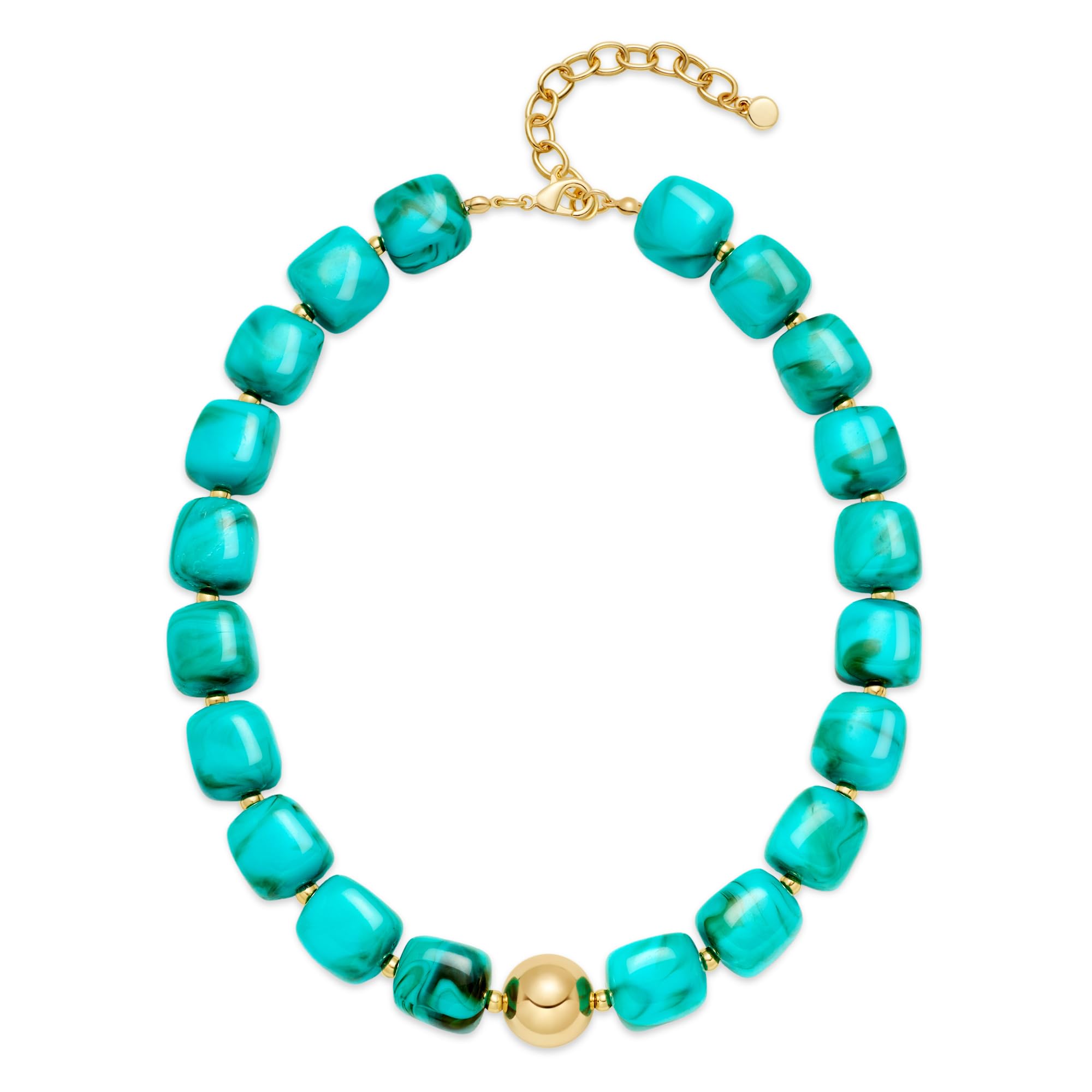 TENTMENTISE Chunky Colorful Beaded Choker Necklace for Women, Summer Beach Statement Resin Beads Necklace, Trendy Womens Summer Beach Jewelry Birthday Gifts for Vacation Holiday - 2