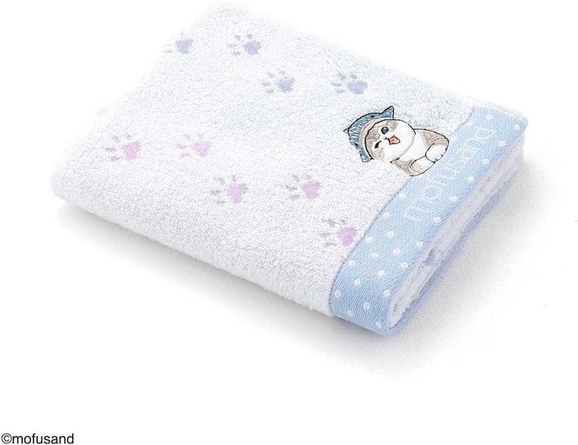 Amazon.co.jp Towel Museum mofusand Ashiato Face Towel, Blue, Cat, Cute
