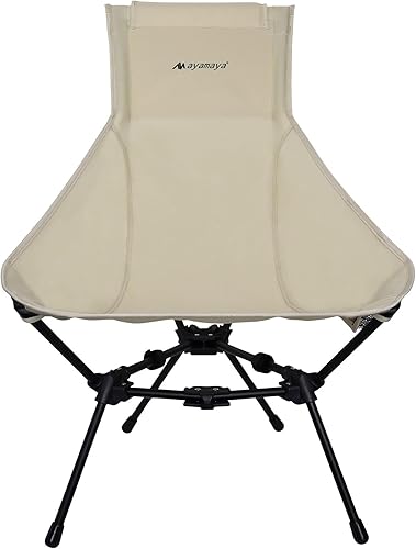 AYAMAYA Silla de campamento ultraligera con respaldo alto, sillas plegables de estructura ampliada de aluminio mejoradas con bolsillo lateral y