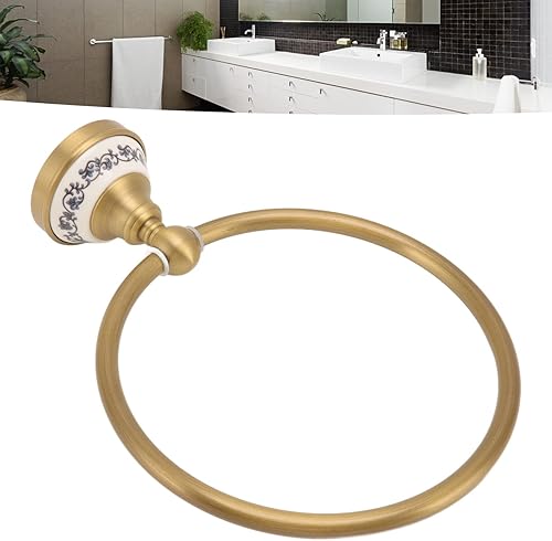 Miniatura 9 de Bath Towel Ring, Antique Brass Finish Wall Mounted Hand Towel Holder with Blue and White Porcelain Decal Hardware for Bathroom Kitchen