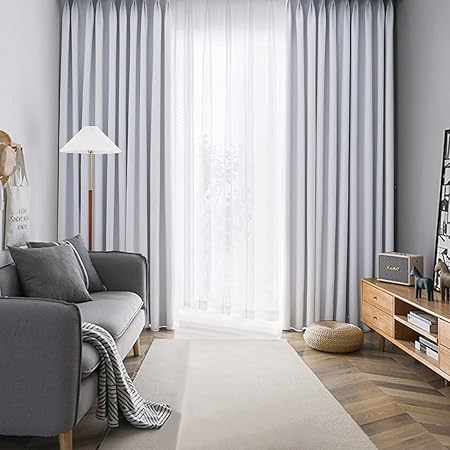 Amazon Aify カーテン 4枚セット 1級 遮光 小窓 ドレープカーテン Uvカット 形態記憶加工済み 断熱 節電対策 昼夜目隠し 保温 おしゃれ 洗える 洗濯機対応 カーテン2枚 レース2枚 幅100 丈135cm アイスグレー カーテン オンライン通販