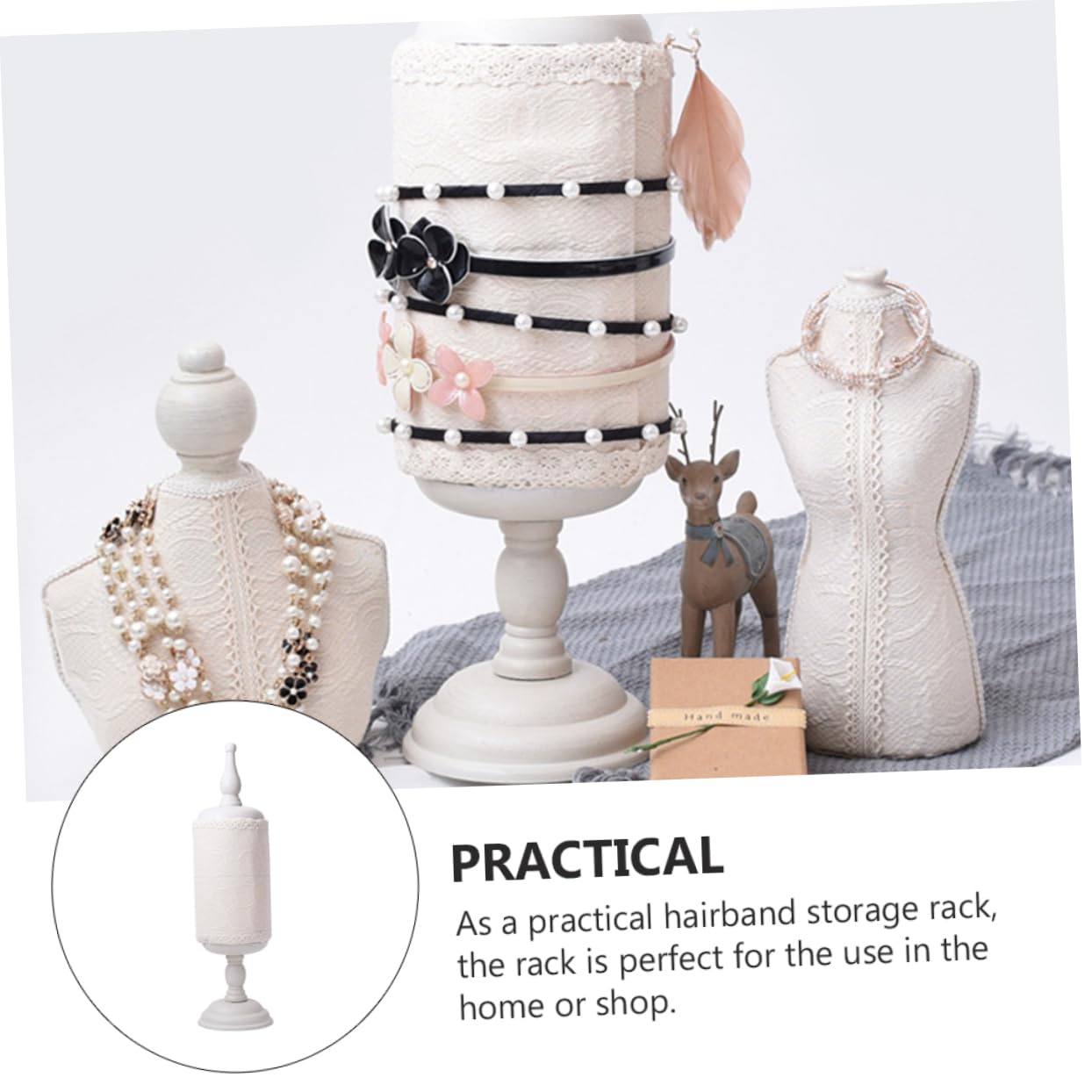 minkissy Soporte Vertical Para Diademas y Accesorios De Cabello Organizador Elegante De Encaje Para Tocados Exhibidor De Joyería Para Mesa De Maquillaje y Ferias