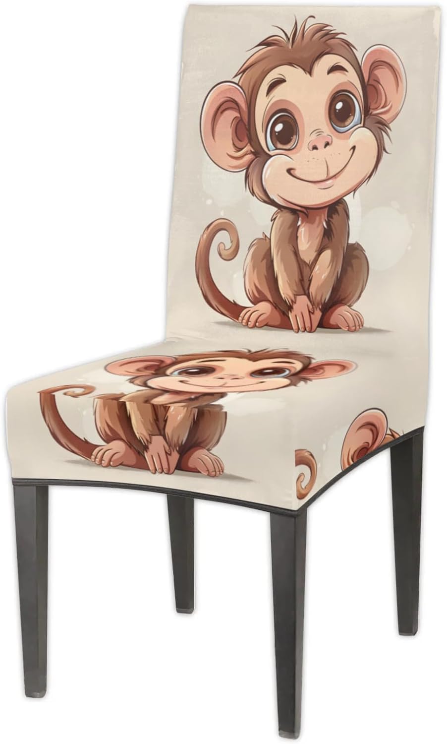 QsirBC Cute Monkey Stretch Dining Room Chair Covers Set of 4 Chair Slipcovers Removable Washable Kitchen Seat Covers Chair Protectors for Hotel Party Wedding