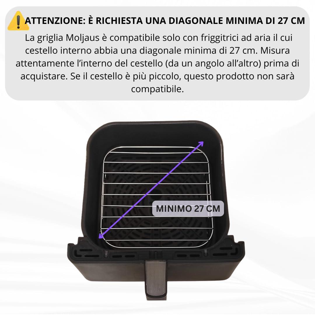 Griglia Per Friggitrice Ad Aria - Acciaio Inox S304, Antiaderente, Per Cucinare A Due Livelli, Compatibile Con Cosori E Altri Modelli - Foto 3