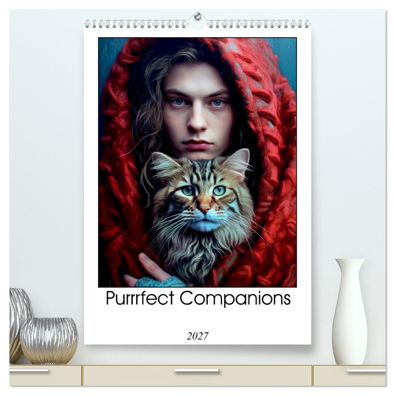 Purrrfect Companions (High Quality Premium Wall Calendar 2027 DIN A2 portrait),CALVENDO 12 Month Wall Calendar: Discover the captivating harmony ... celebrating the timeless bond they share.