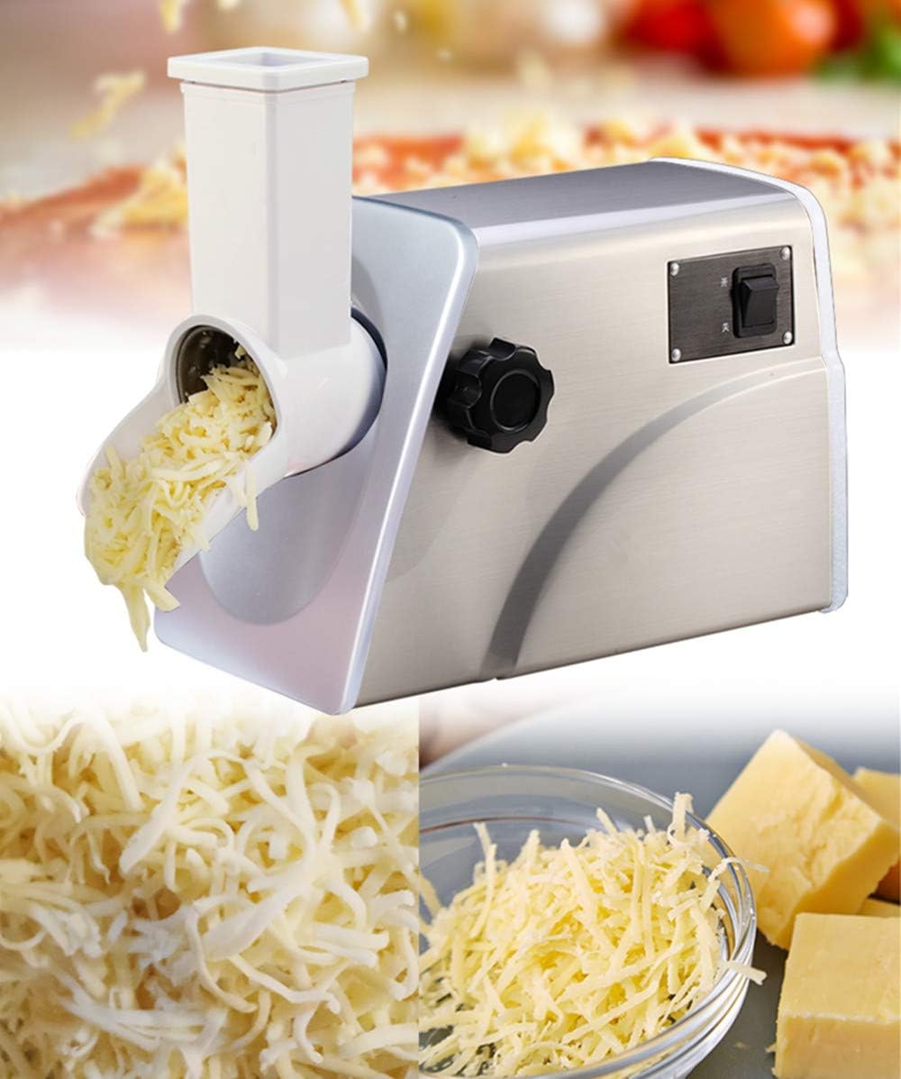 Rotary Cheese Grater Mandoline Vegetable Slicer Salad Maker Machine with 5 Interchangeable Blades Electric Shredder/Grater Slicer Grinder for Fruit, Vegetables, Nuts Chocolate (110v)