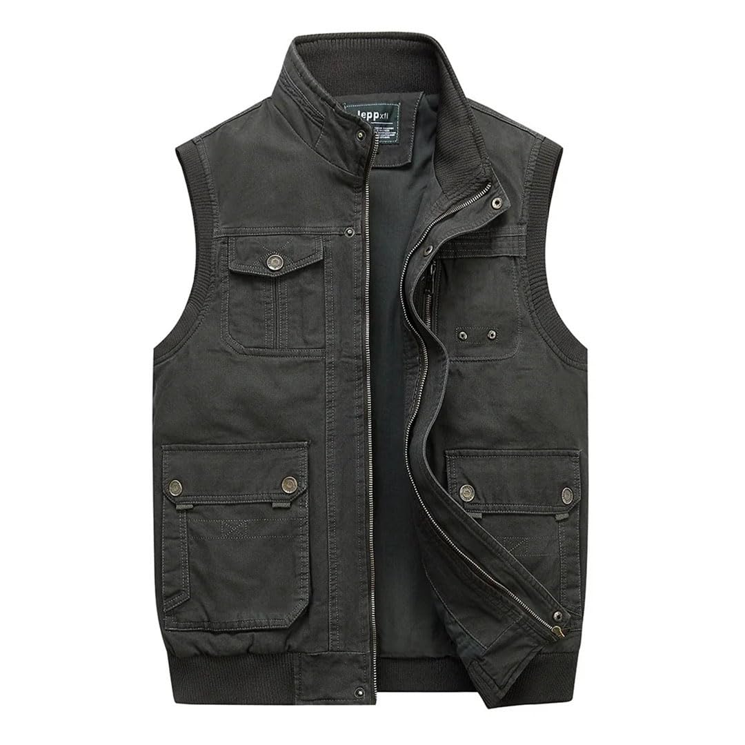 Gilet da uomo Multi Tasche Cotone Gilet di Grandi Dimensioni Maschio Senza Maniche Giacche Gilet Da Pesca