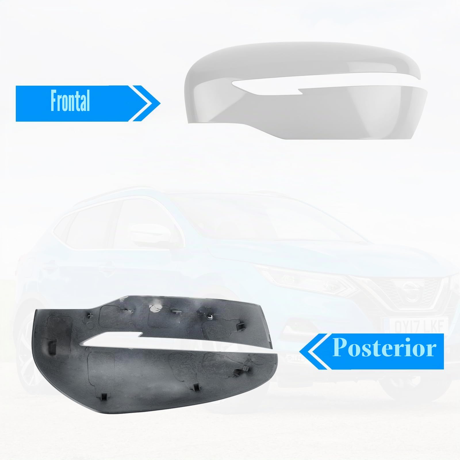 1 Par Tapa Cubierta del Espejo Reemplazar para Nissan Qashqai J11 2014-2020/Rogue 2013-2021, Cubierta del Espejo Tapas de Espejo Retrovisor (Blanco) | Cubierta de espejo retrovisor exterior para J11 & Rogue, acabado brillante, fácil montaje, sustituye a o