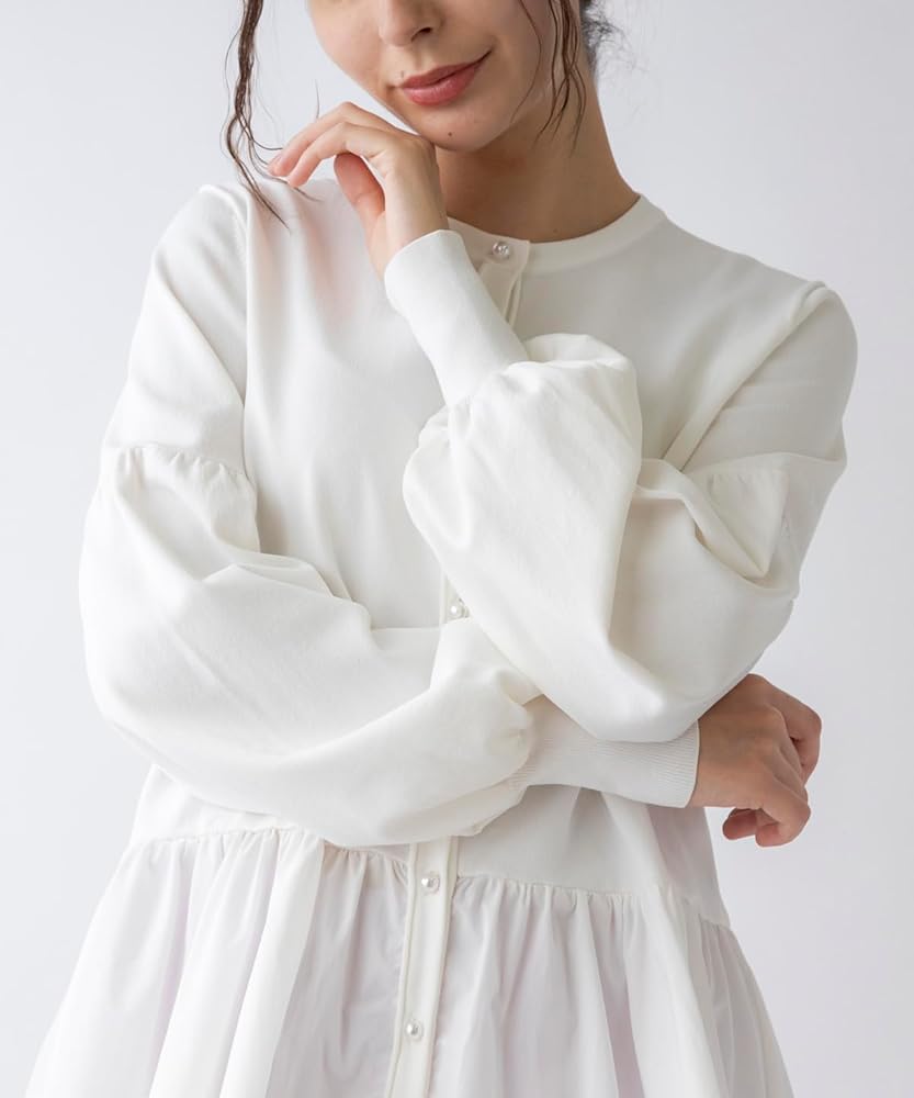超美品』sono ホワイトチアフルハイブリッドニットカーディガン