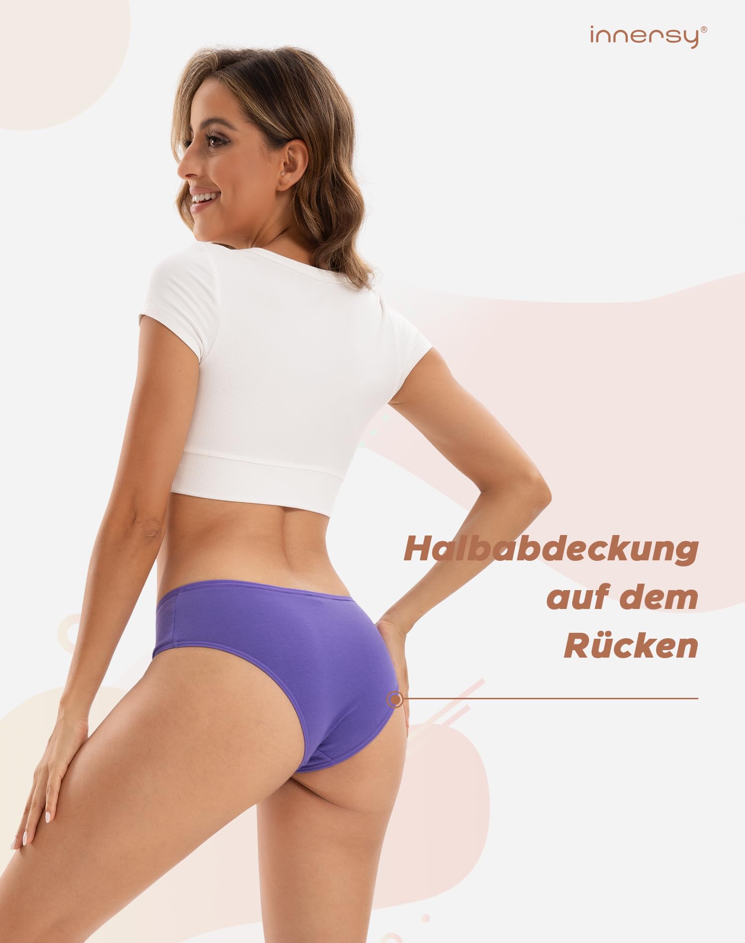 INNERSY Slip Donna Cotone Vita Media Mutande Brasiliana Bikini Mutandine Hipster Intimo Pacco da 6