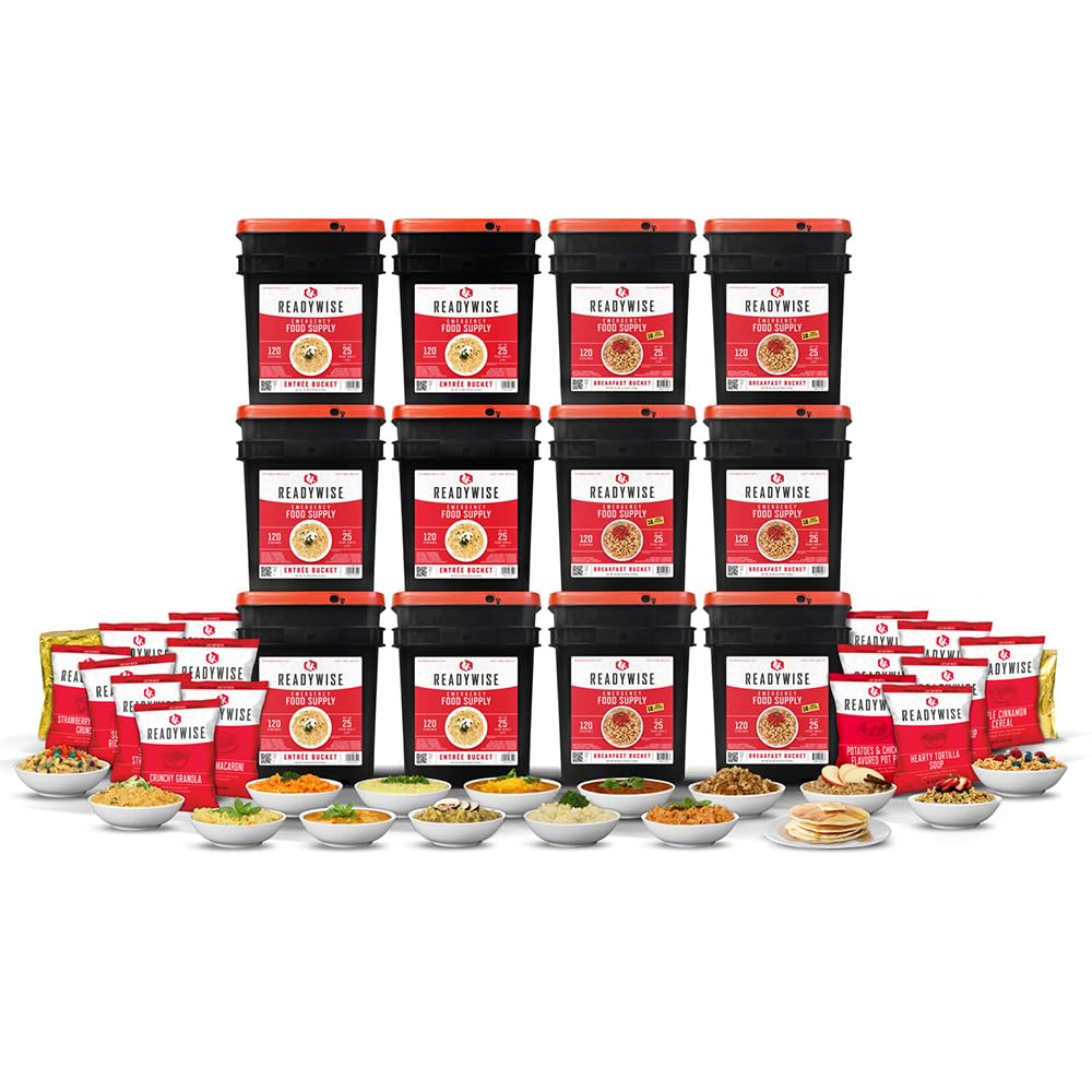 ReadyWise Emergency Food Supply - 4320 Servings, 36 Buckets, Freeze Dried & Dehydrated Package of Long Term Meals, Survival Kit for Camping, Prepper Food Storage Supplies, up to 25 Year Shelf Life