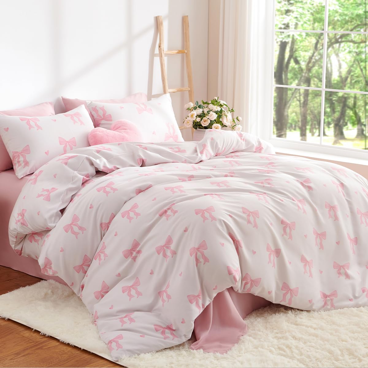 Floral Comforter Set Queen - Elegant Black Flower Bedding -23