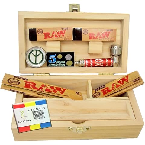 Rolling Supreme Medium Wooden Box Kit Papers Tips Roaches Pipe Cone Holder Gift Set Cover