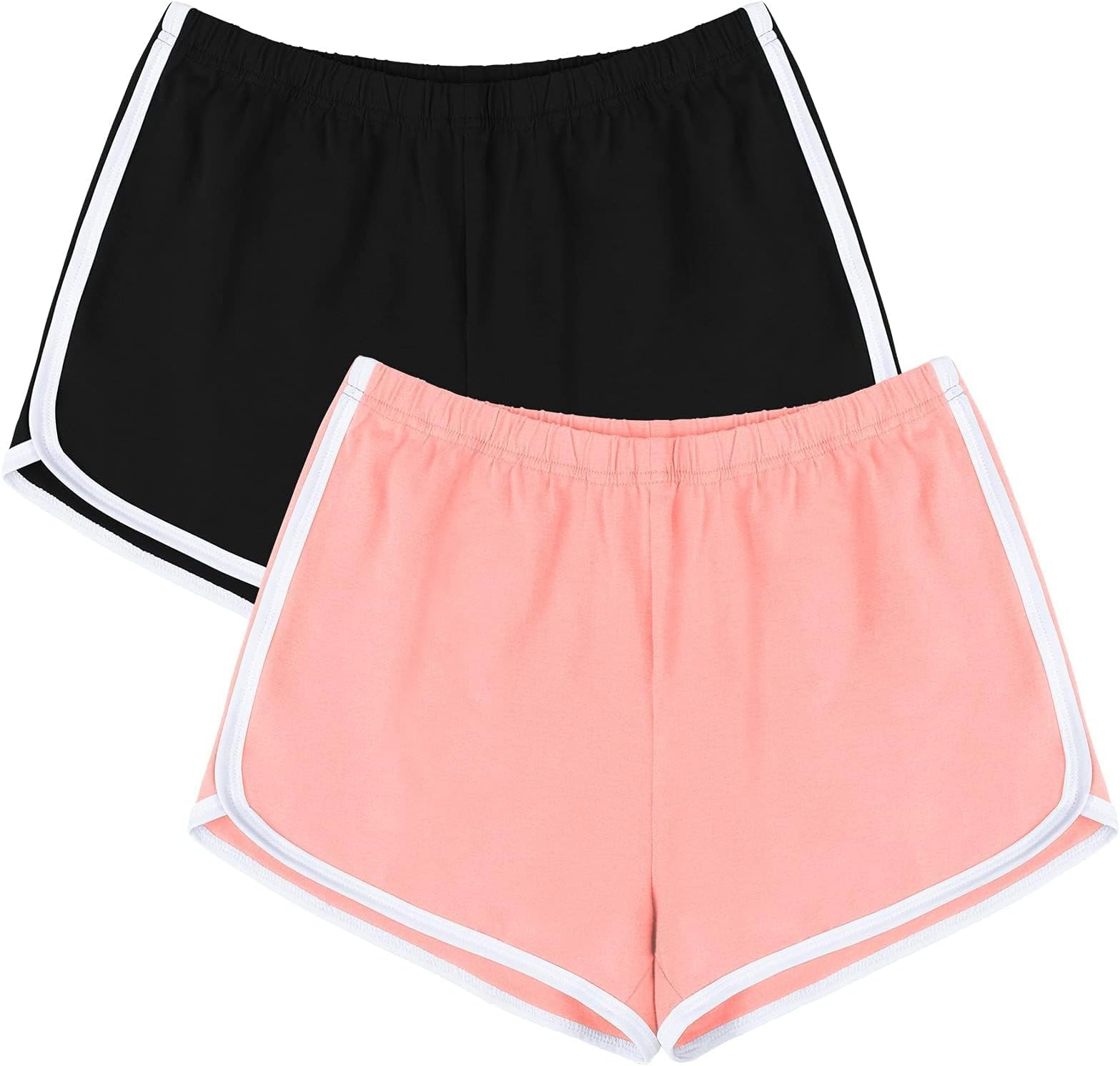 Women's Cotton Gym Yoga Summer Running Active Dance Elastic Shorts, Pack of 2