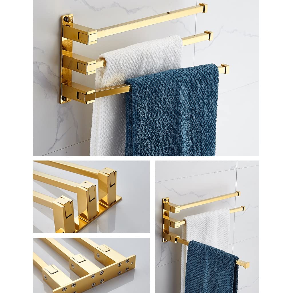 StejaR Toalleros, toallero para baño, Barra para Toallas, Barra para Toallas de Mano de latón montada en la Pared, Soporte para Toallas de baño, Colgador de paños de Cocina, Barra para Toallas, Tres