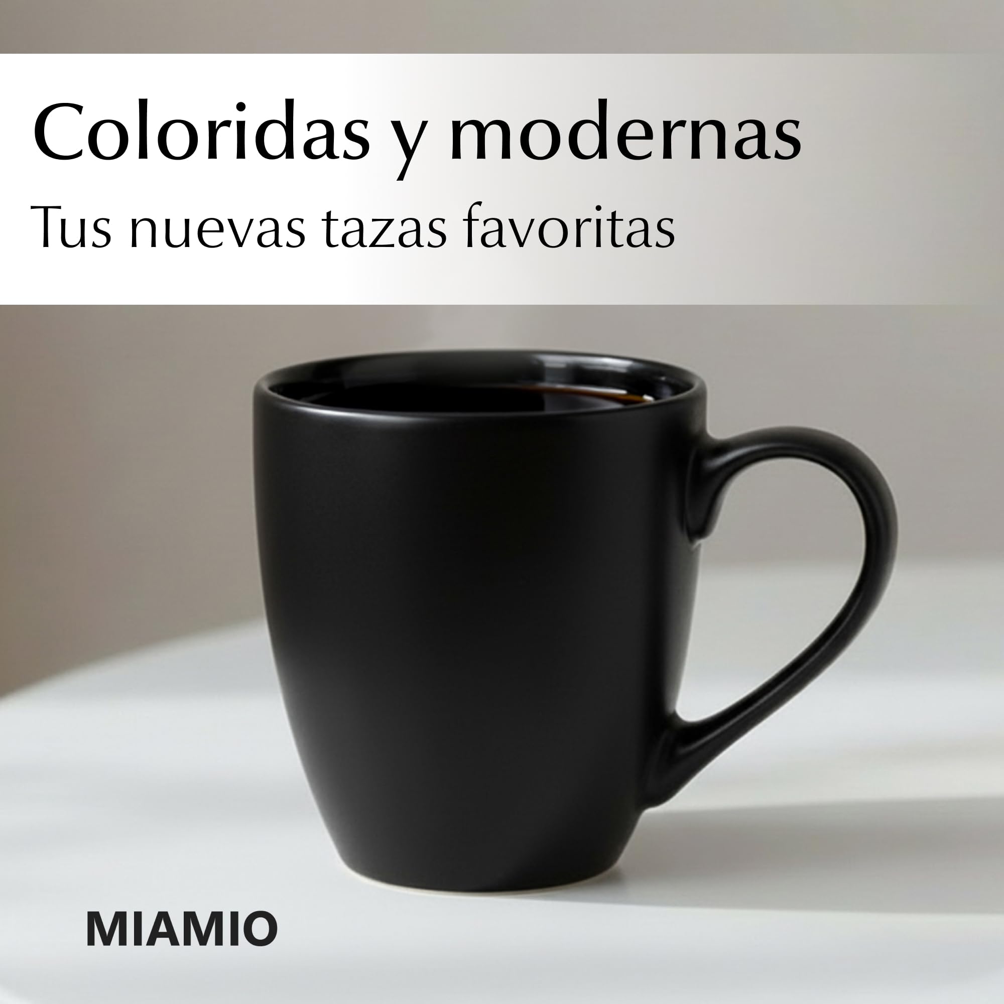 MIAMIO - 6 x 350 ml Juego de Taza de Café/Copa de desayuno - Le Papillon Colección (Negro) — view 3