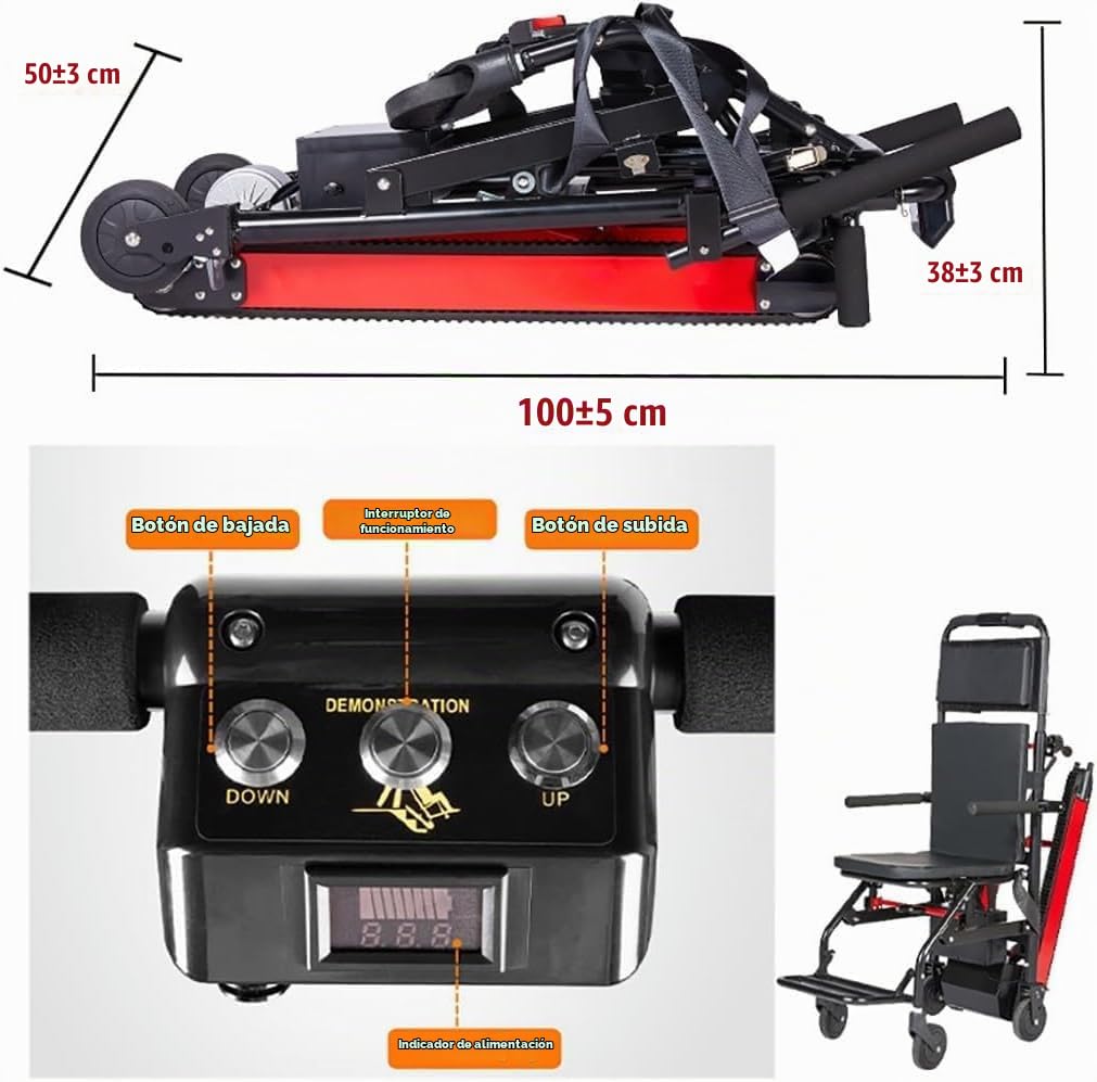Silla De Ruedas Para Escalada En Escaleras De Oruja,Montaescaleras Eléctrico De Oruja,Silla Para Subir Y Bajar Escaleras,Elevador De Escaleras Para Mayores,Carga Segura 165 Kg/373 Libras A