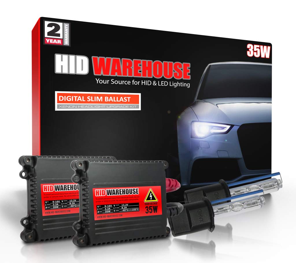 HID-Warehouse35W Xenon Bundle with Slim Ballast (1 Pair) and H3 6000K - 6K Light Blue Xenon Bulb (1 Pair)