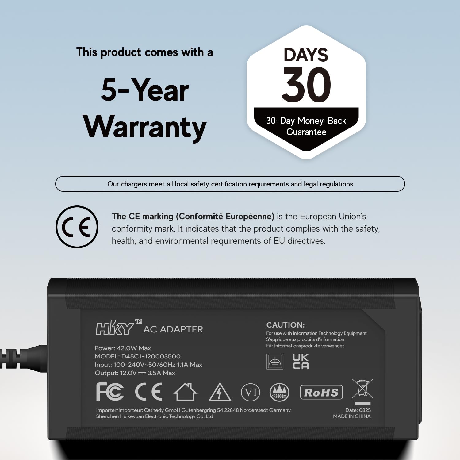 HKY Alimentation 12V 3,5A, Chargeur Universel 12v 2A 2.5A, Adaptateur Secteur AC/DC 100-240v 50/60hz, Transformateur 220v Prise Cable, Power Adapter Supply pour Lecteur DVD TV LED,Disque Externe