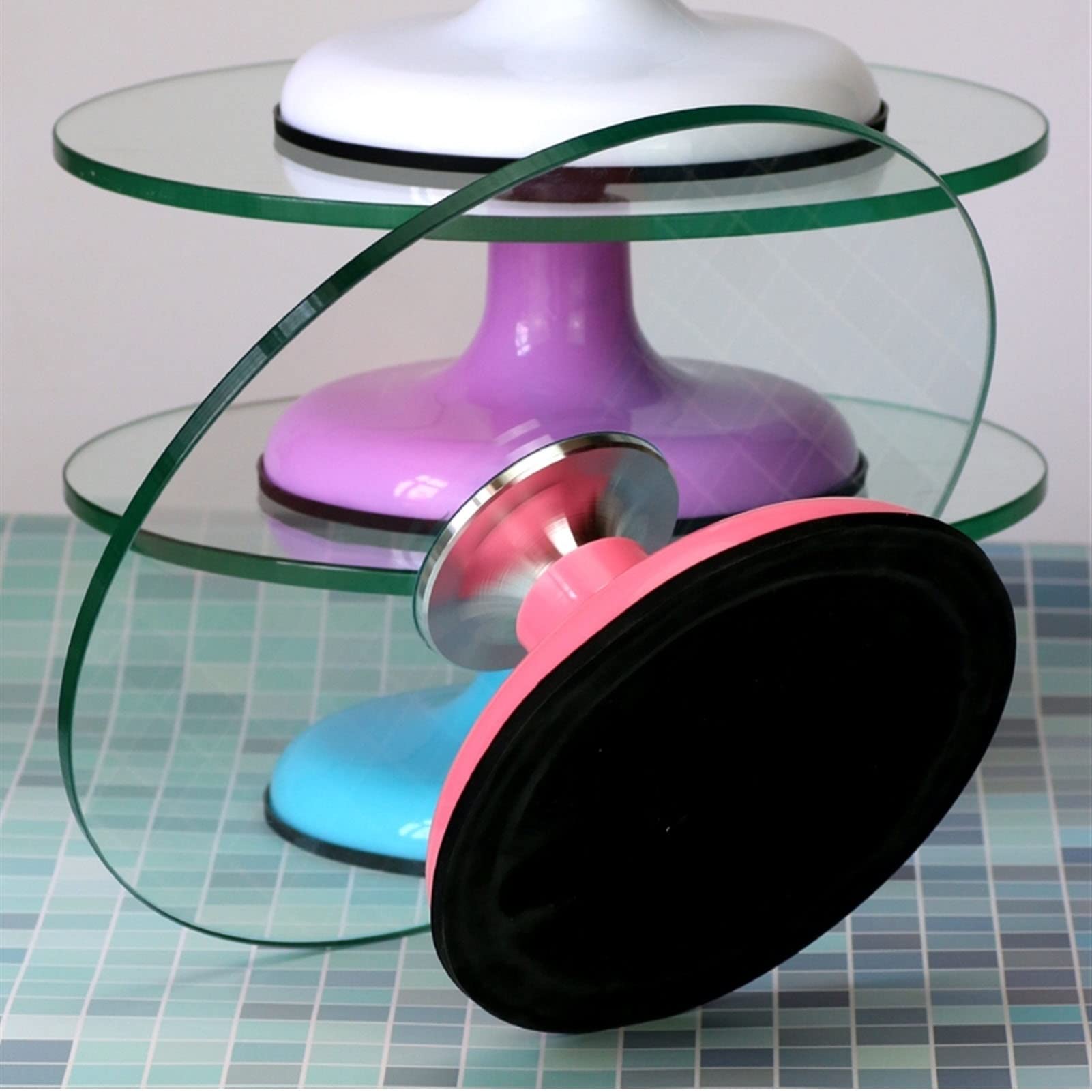 Giradischi Per Torte 30,5 Cm In Lega Di Alluminio – Piatto Girevole Ultra Silenzioso Con Base Antiscivolo Rosa, Per Decorare Dolci - 2