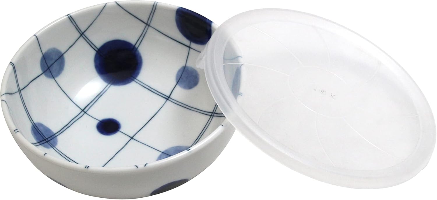 Castle Enterprise Backstreet Pasta Shop Series, Polka Dot Lattice, Storage Container, Small Bowl, Lid Included, Diameter 6.3 inches (16 cm), 1 Piece