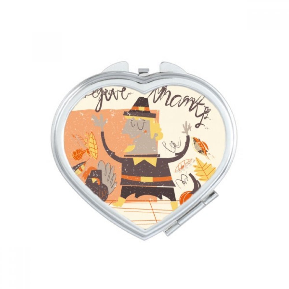 Petit cadeau portable mignon miroir de poche compact gris motif coeur