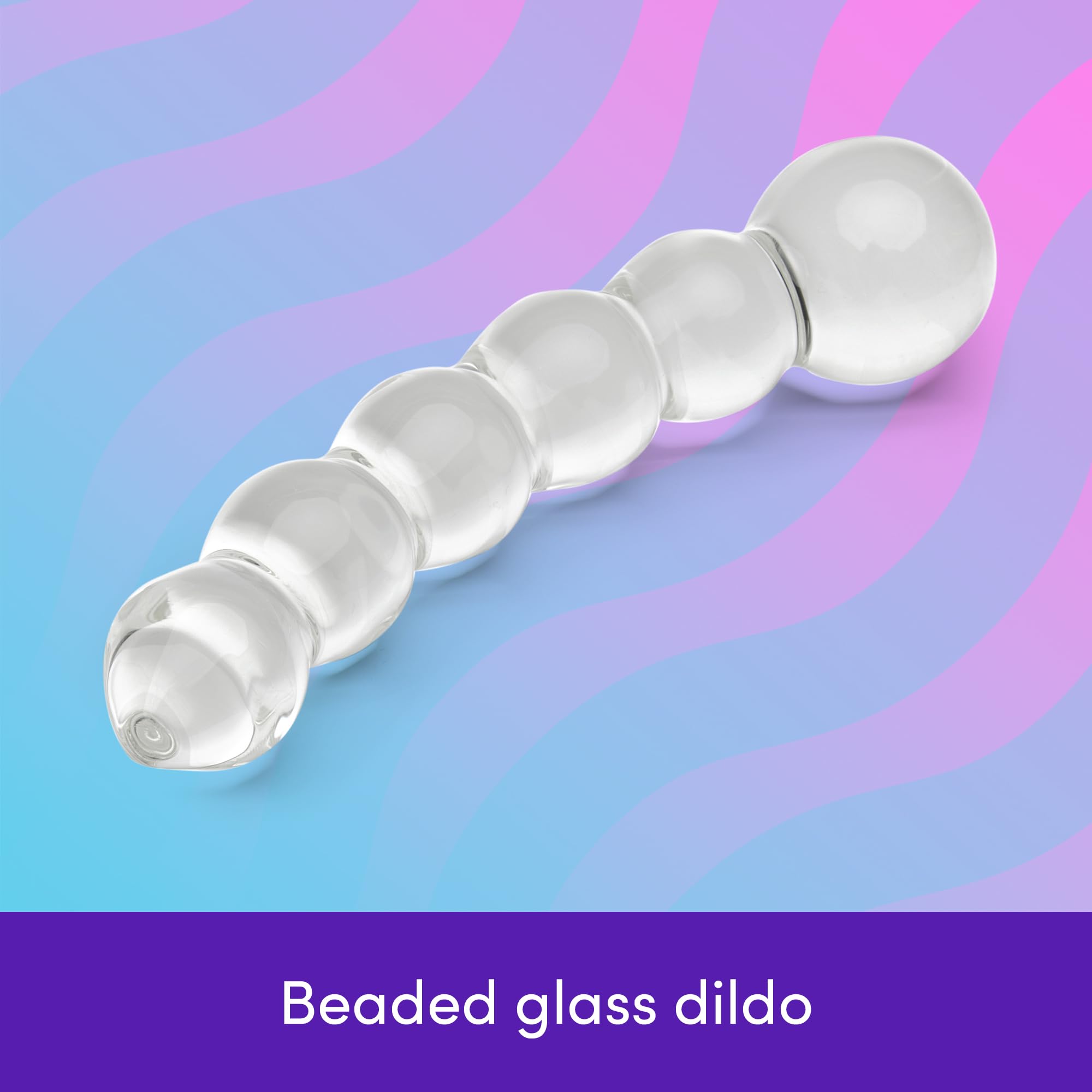 Lovehoney Gode ​​en verre - Gode perlé de 22cm - Courbé pour le point G et la stimulation anale - Jeu et massage sensuel - Jouet sexuel pour adulte - Étanche - Transparent