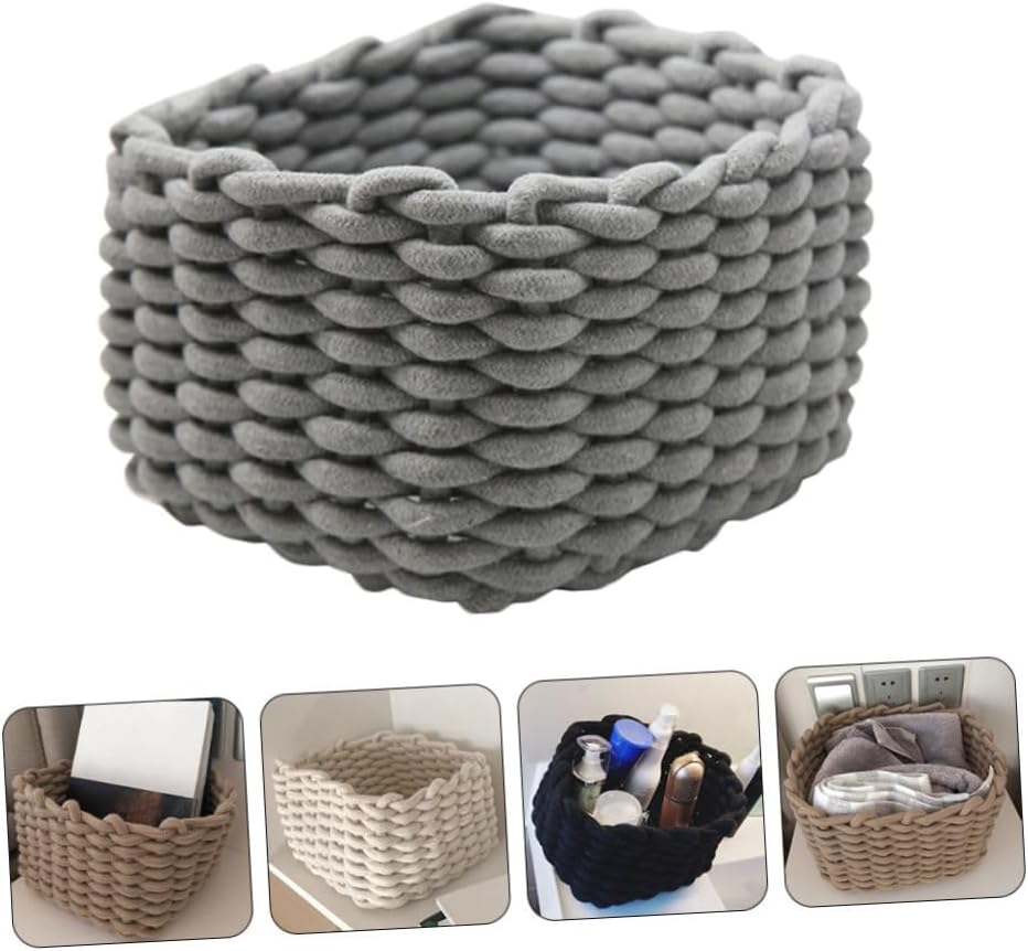 Decorative Cotton Rope Storage Basket for Makeup Toys Sundries Open Design Small Random Color for Home Office Use