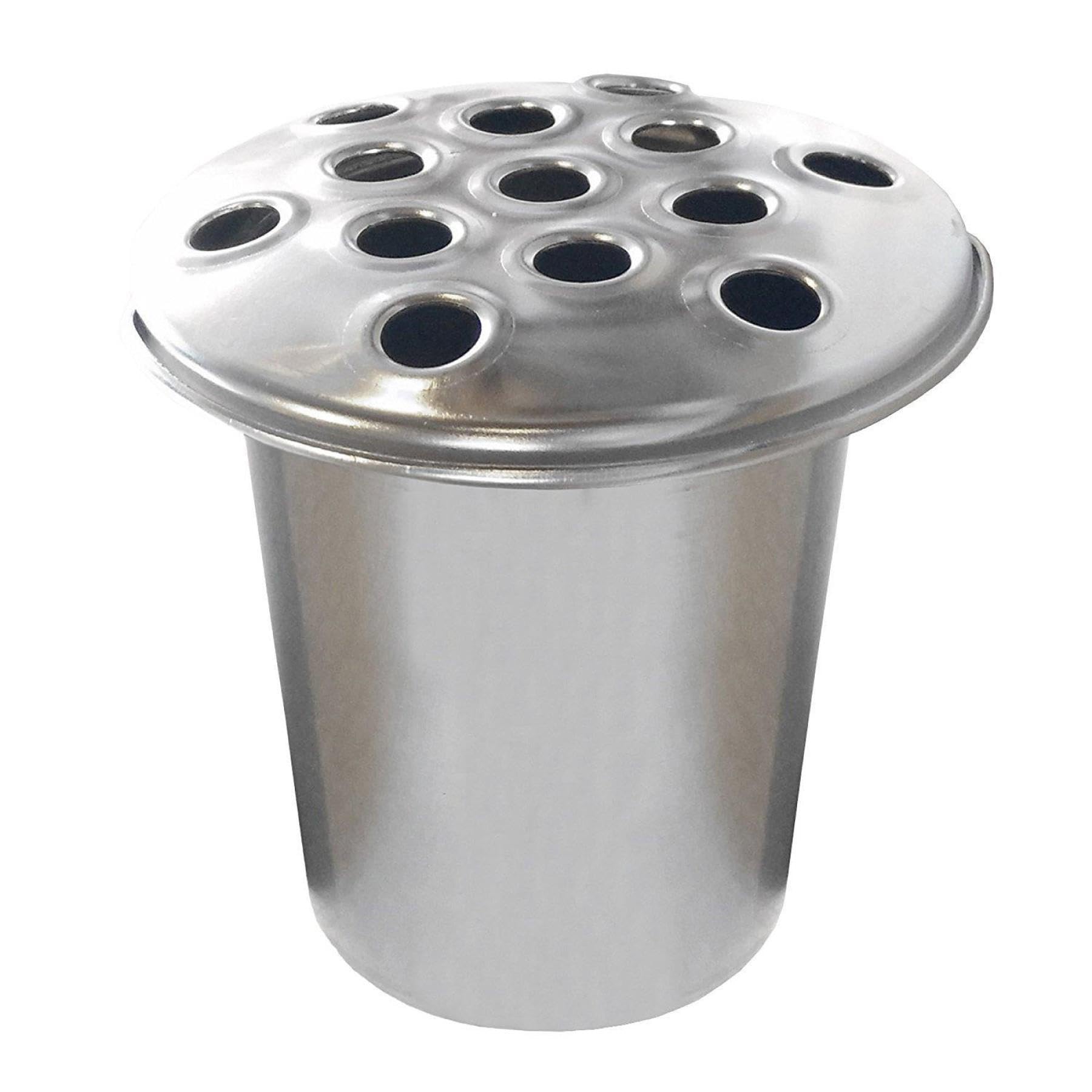 Widdle Gifts 1 X Silver Lid 1523 Memorial Grave Flower Pot - 12Cm Tall Sturdy Aluminium Grave Inserts For Headstones - Perfect For Funeral Flowers, Grave Vase (1 X Silver Lid 1523)