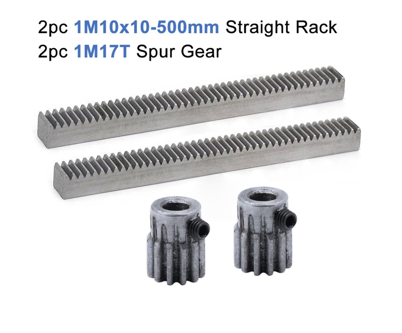 2 PZ 1 Modulo Cremagliera In Acciaio 10 * 10 * 500mm + 2 PZ 1M12T-34T Pignone 45 Ingranaggio In Acciaio Trasferimento di Metallo(17 teeth,6.35mm hole)