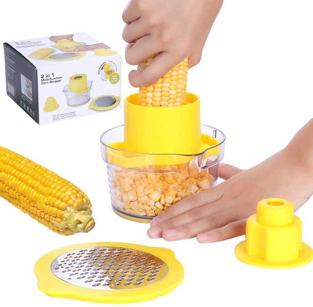 bingxStainless Steel Corn Stripper Creative Corn Thresher Corn Planer Simple Corn Peeler Versatile Corn Seperate Device Kitchen Tool