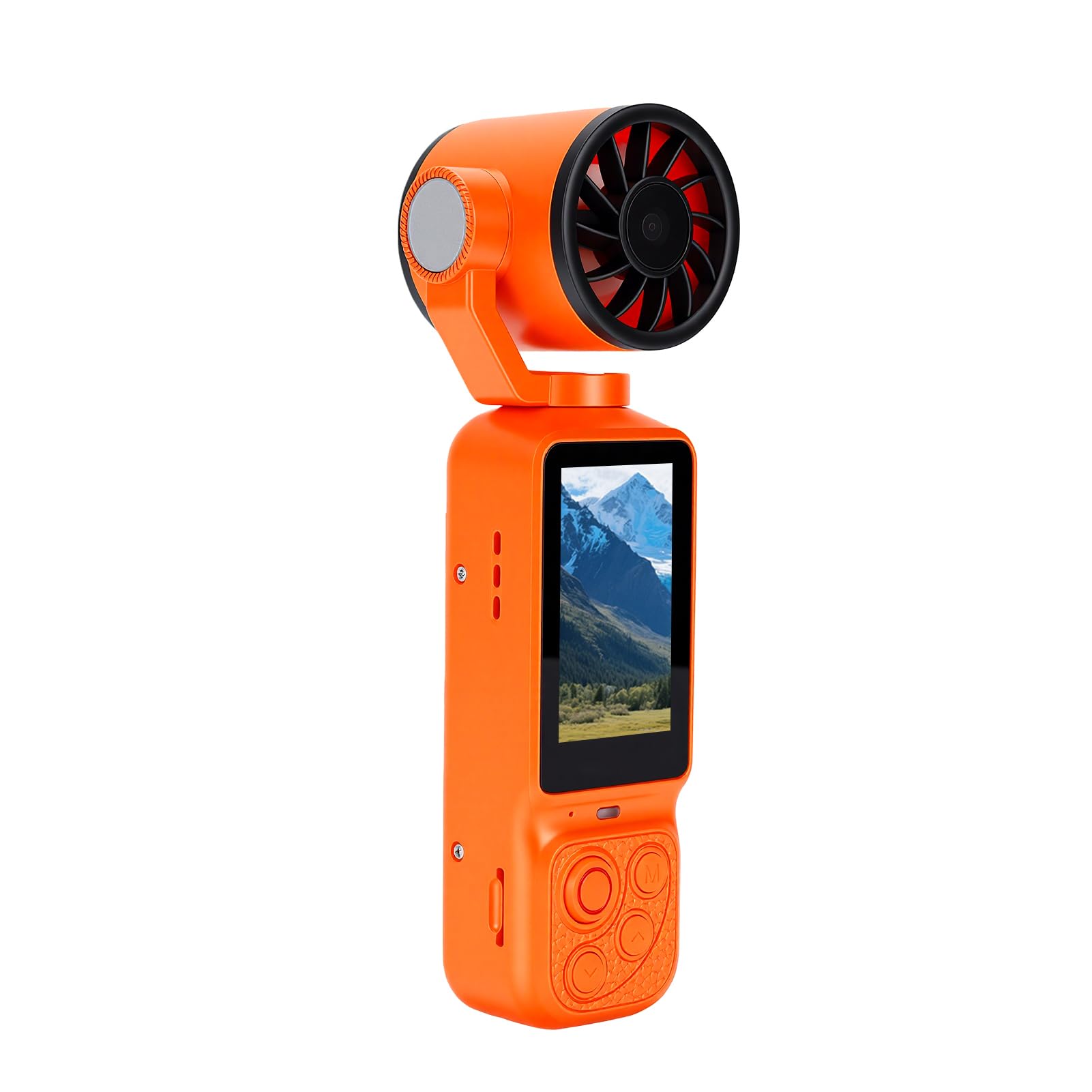 4K Handheld Vlogging Camera with Fan, 180 Rotatable Lens (Orange) | 1.97 Inch Screen, 2000mAh Battery, Type C Fast Charging, 2 in 1 Portable Vlog Camera ABS Body for Outdoor Sports Travel-image-4