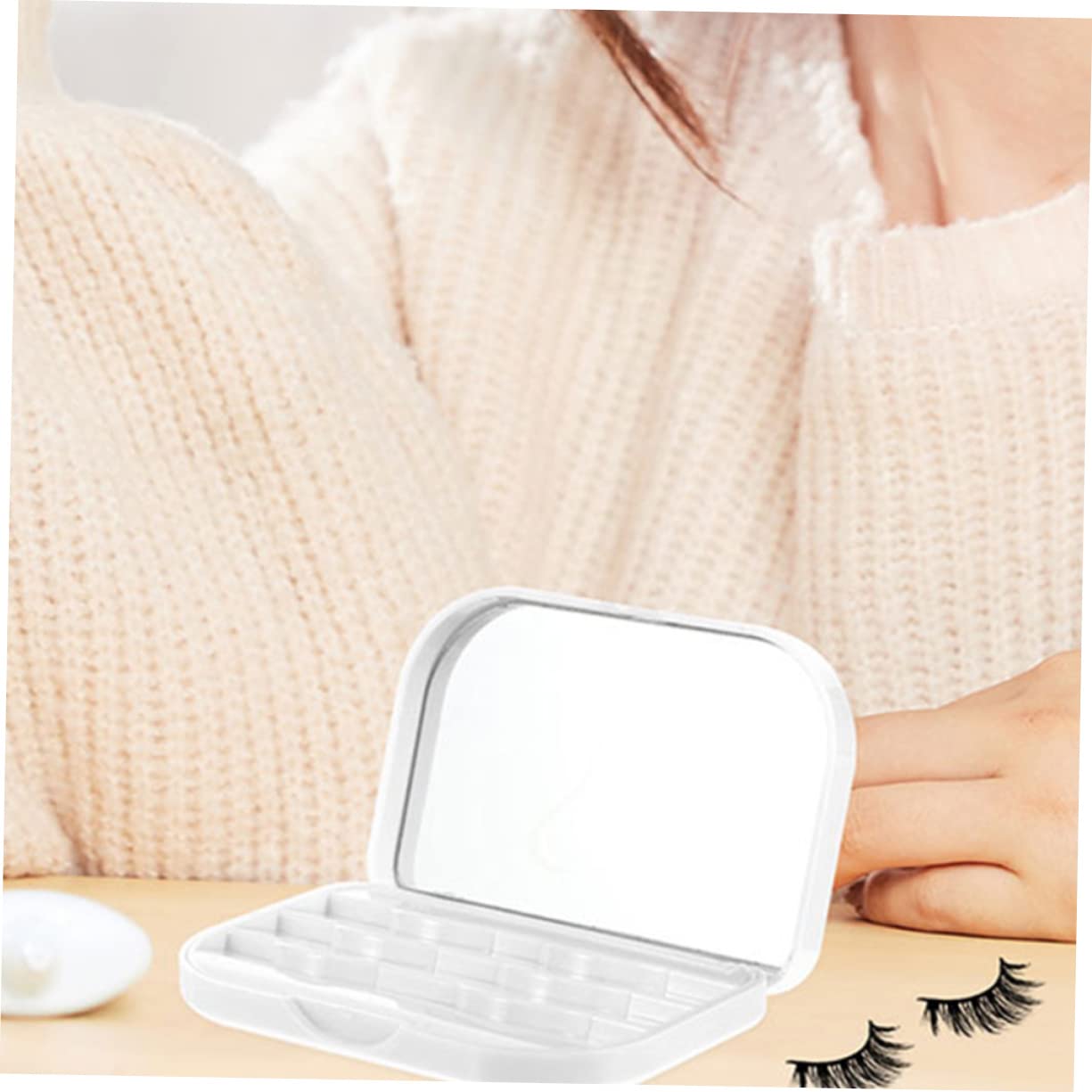 Healeved 6stücke Eyelash Storage Box Für Falsche Wimpern Kompakte Tragbare Aufbewahrungslösung Mit Spiegel Für Unterwegs Sicheren Aufbewahrung Von Wimpern